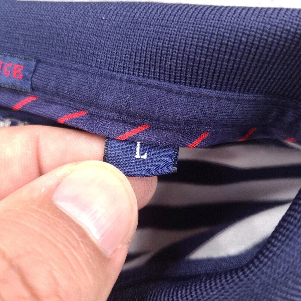 Polo Golf Ralph Lauren Polo Shirt Mens Large Performance Blue White Striped‎
